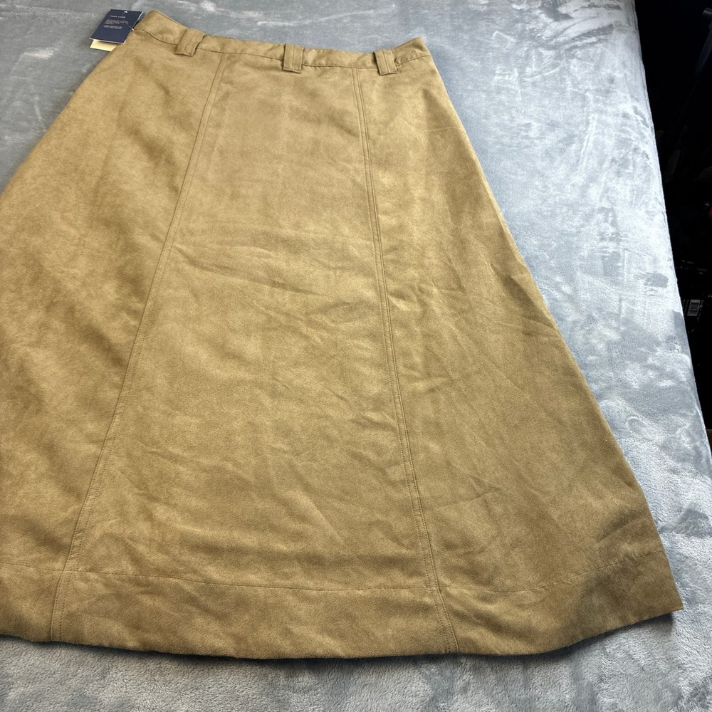 NWT Universal Thread Women's Size 12 Tan Faux Suede Button Front Midi Skirt - Picture 15 of 16